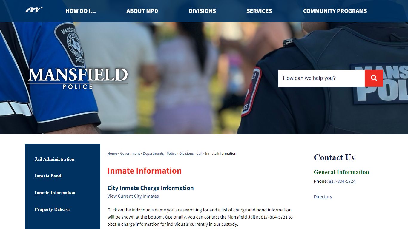 Inmate Information | Mansfield, TX